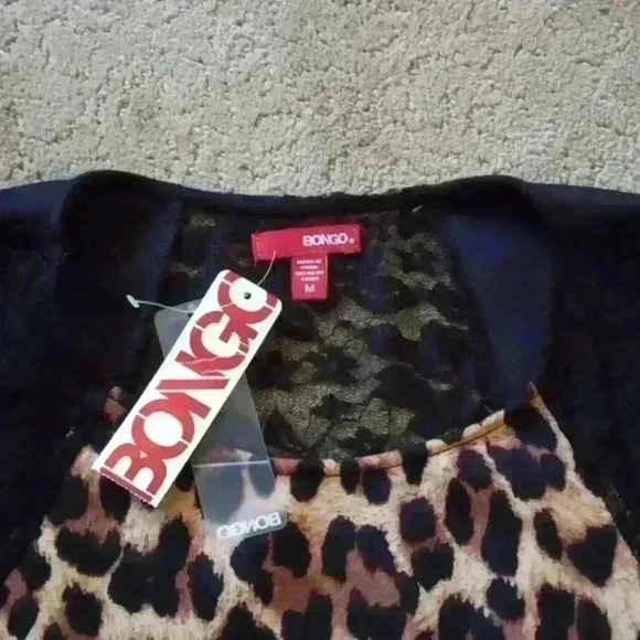 ***BONGO*** JUNIORS SCUBA LACE MIDI LEOPARD PRINT DRESS SIZE MEDIUM - Picture 5 of 12